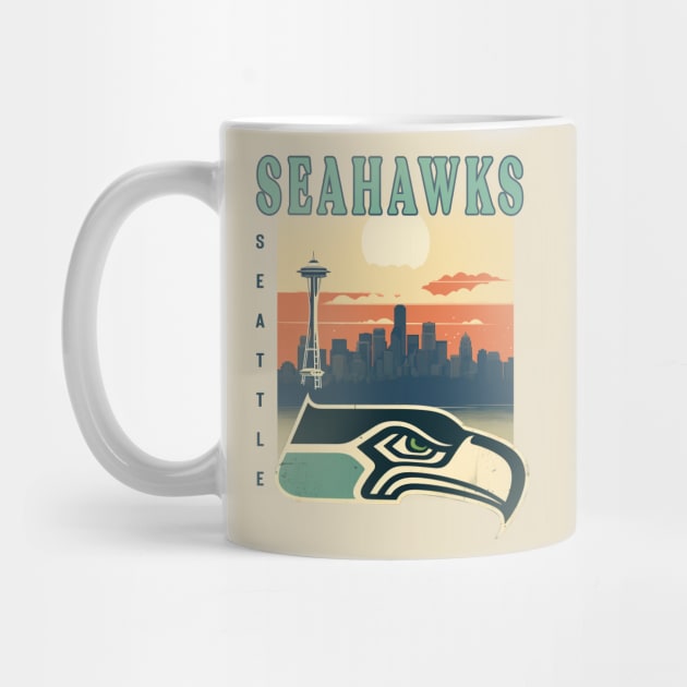 Seattle Seahawks Vintage Style by Retro Travel Design